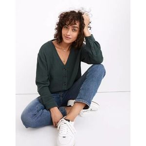 Madewell Lightspun Evert Top Midnight Green Size Medium